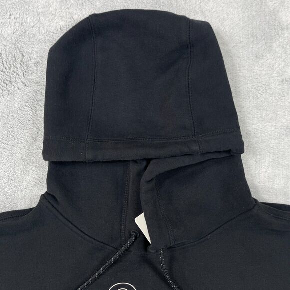 Magnlens Cropped Hoodie Women's Small Black Cotton Stretch Ribbed Logo Pullover - Picture 3 of 13